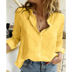Linen Long Sleeve Blouse with Button-Down Front