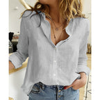 Linen Long Sleeve Blouse with Button-Down Front