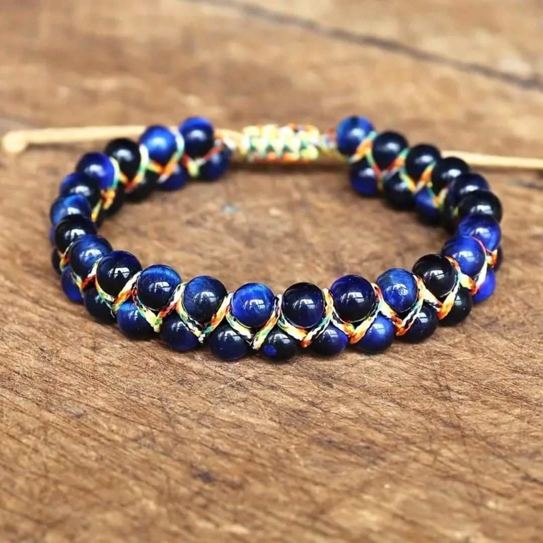 Lapis Lazuli and Gold-Tone Bead Bracelet