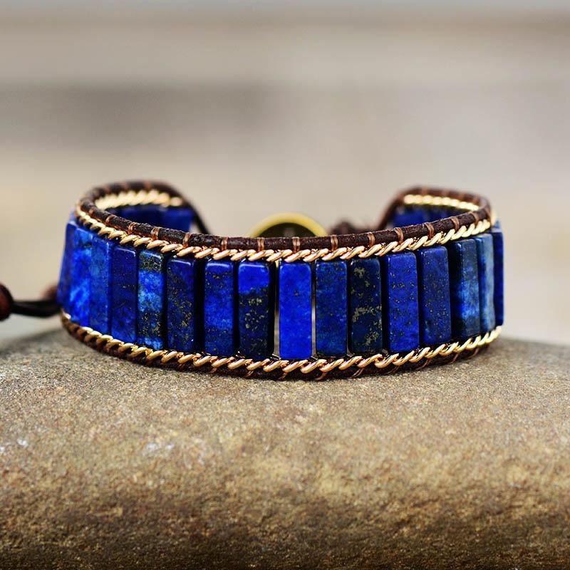Lapis Lazuli and Leather Bracelet