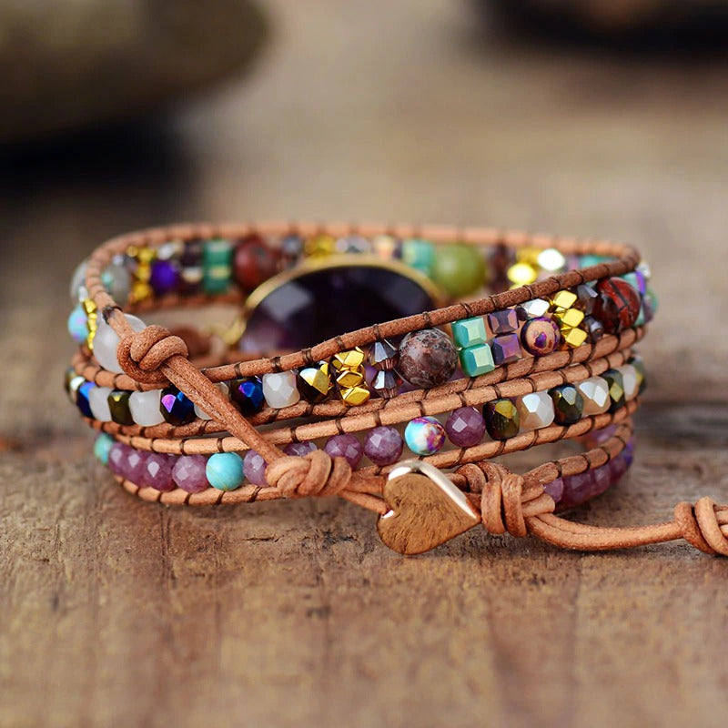 Amethyst and Lepidolite Bead Bracelet