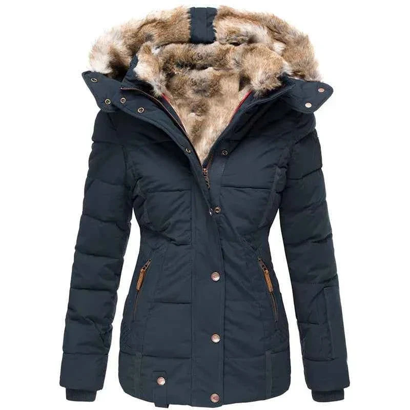 Hooded Winter Parka with Lined Interior and Zip Front