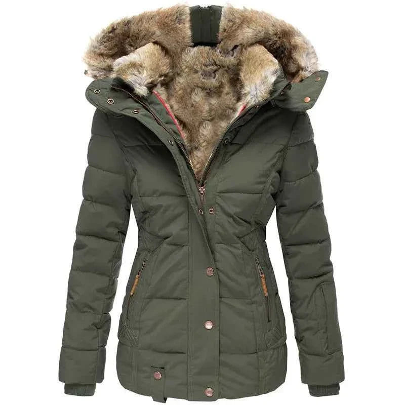 Hooded Winter Parka with Lined Interior and Zip Front