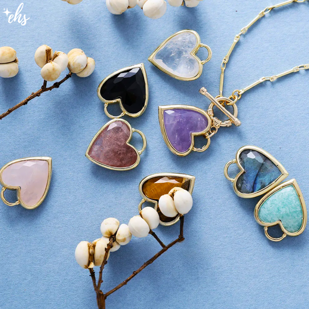 Gold-Plated Chain Necklace with Stone Charm in Many Stones