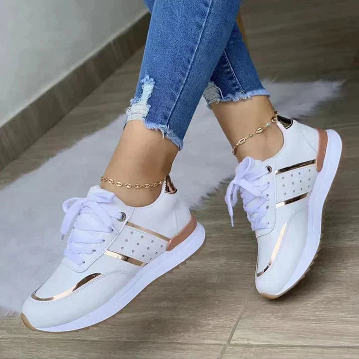 Panelled Low-Top Trainers with Lace-Up Front