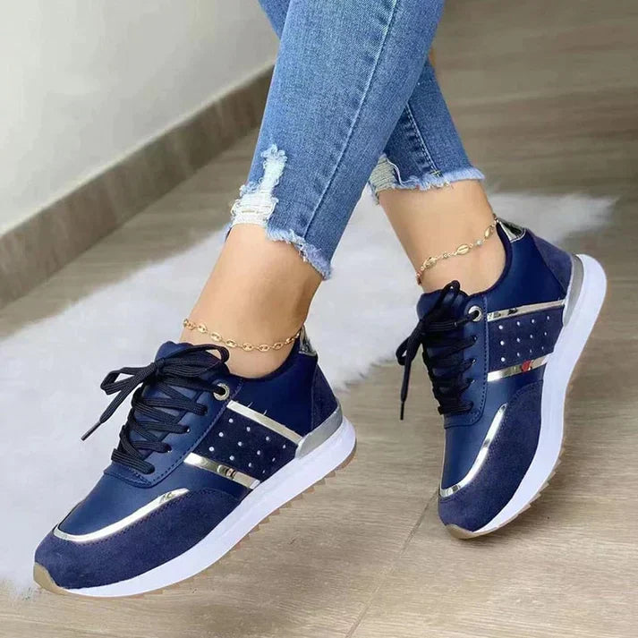 Panelled Low-Top Trainers with Lace-Up Front