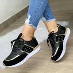 Panelled Low-Top Trainers with Lace-Up Front