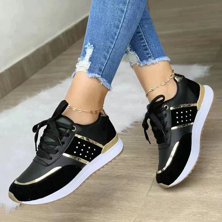 Panelled Low-Top Trainers with Lace-Up Front