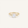 Moonstone and Diamond-Look Ring