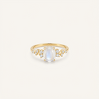 Moonstone and Diamond-Look Ring