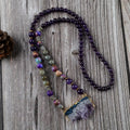 Amethyst, Jasper and Labradorite Beaded Druzy Necklace