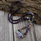 Amethyst, Jasper and Labradorite Beaded Druzy Necklace