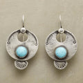 Vintage-Style Blue Silver-Tone Shell Earrings