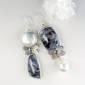 Vintage-Style Mismatched Blue Stone and Pearl Drop Earrings