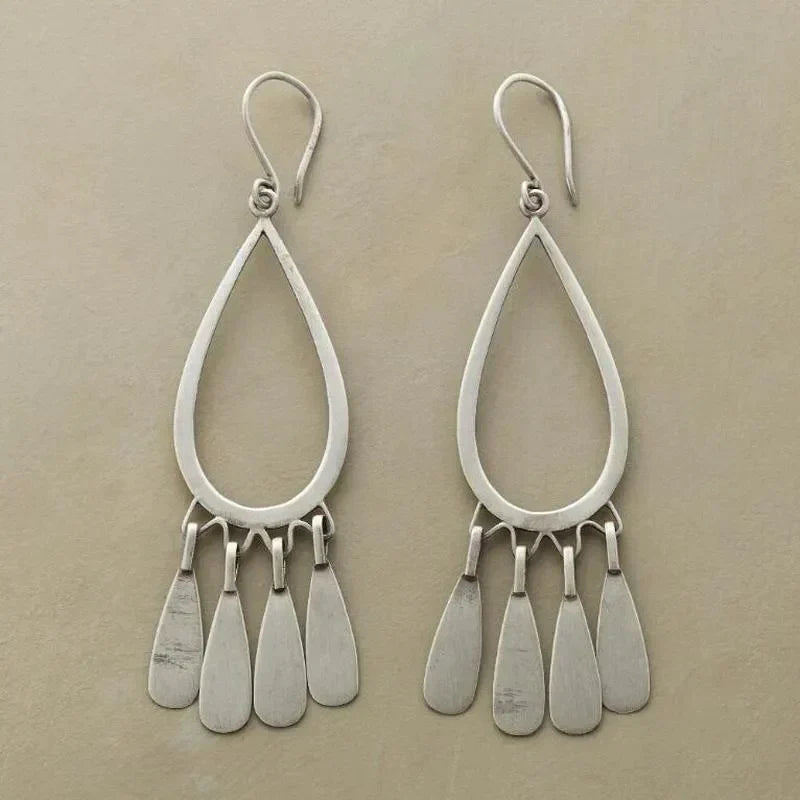 Vintage-Style Silver-Tone Rain Earrings