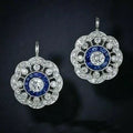 Vintage mandala-oorbellen met blauwe zirkonia