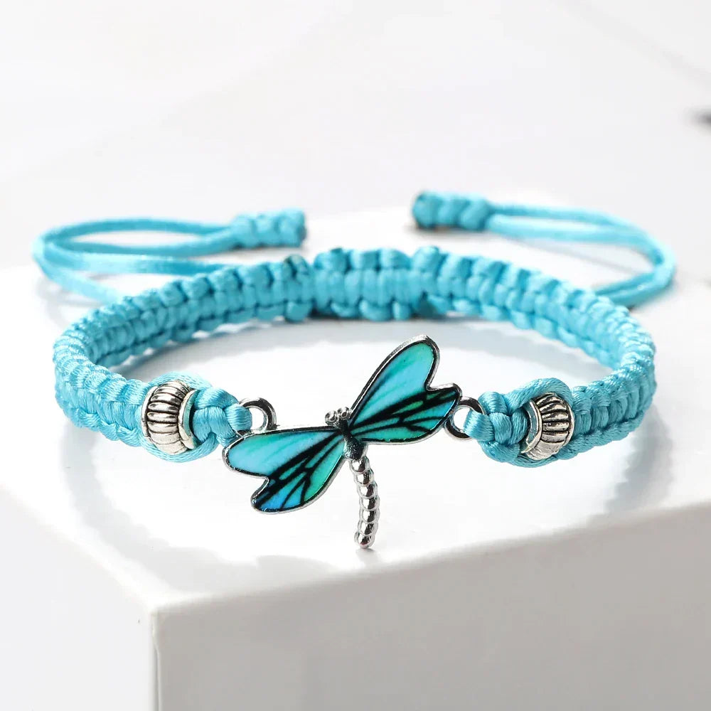 Handwoven Dragonfly Charm Bracelet