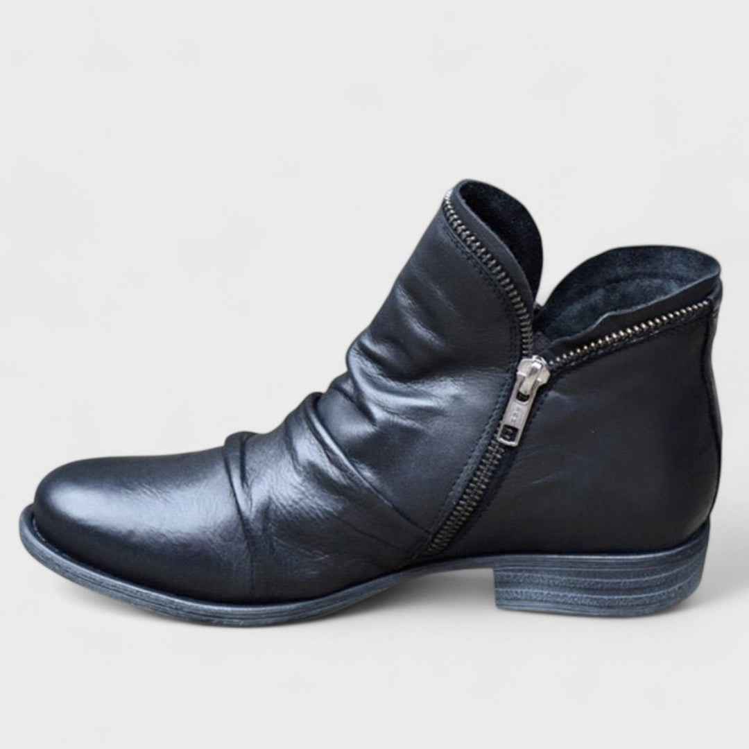 Enkellaarsjes met gel-inlegzool en ondersteunende blokhak van 4 cm