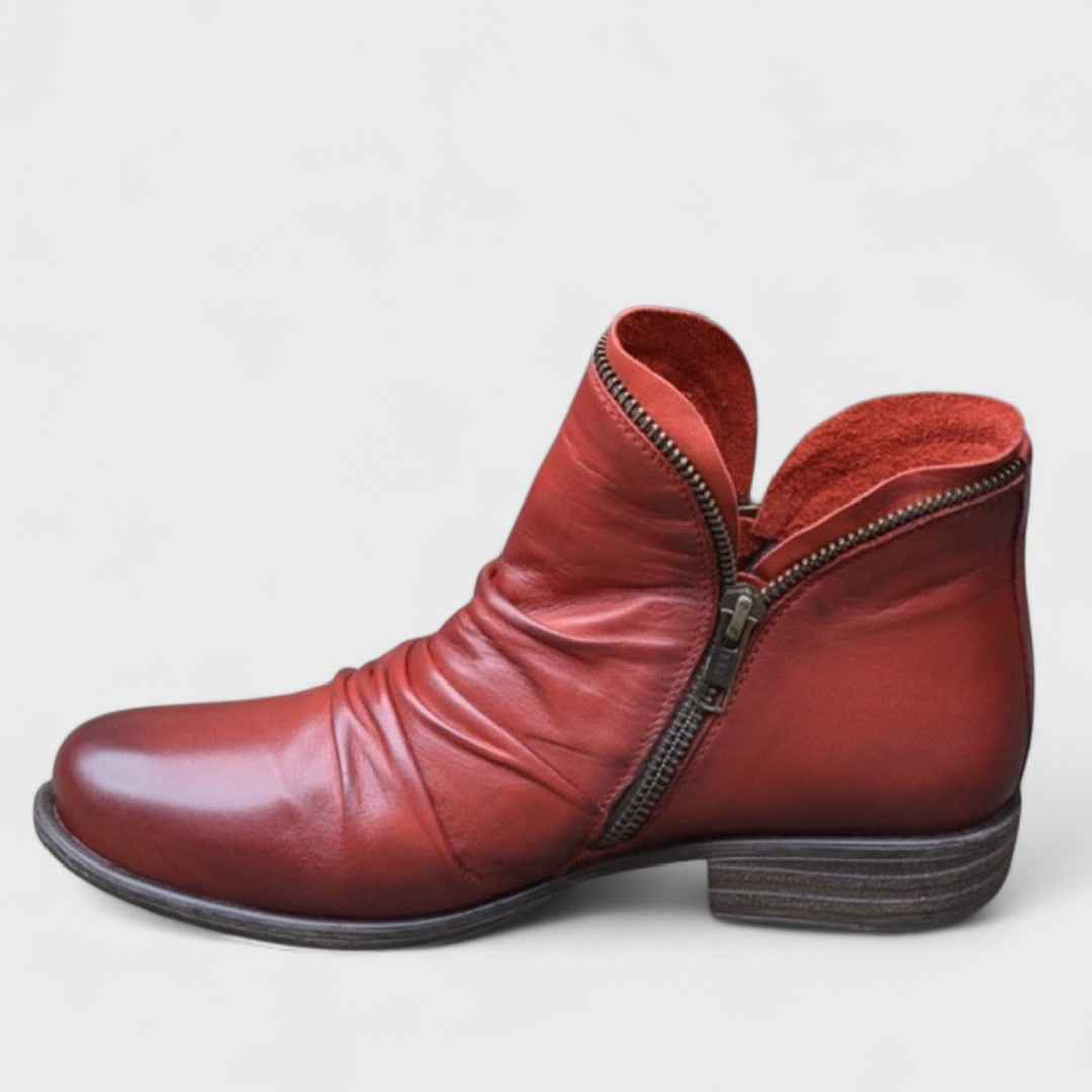 Enkellaarsjes met gel-inlegzool en ondersteunende blokhak van 4 cm