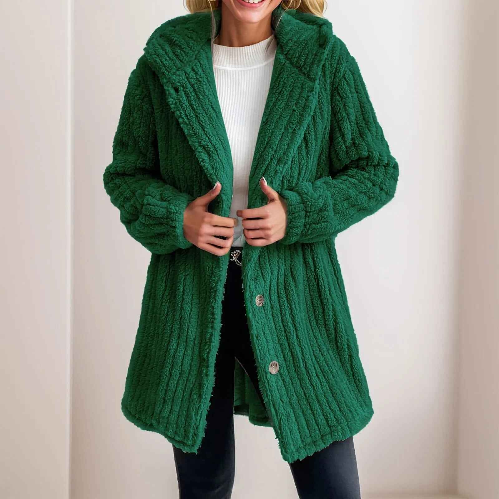 Plush Textured Winter Coat with Soft Surface and Warm Feel