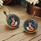 Animal Glass Dome Earrings in Fox, Cat or Chicken