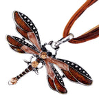 Crystal Dragonfly Pendant Necklace in Six Colours