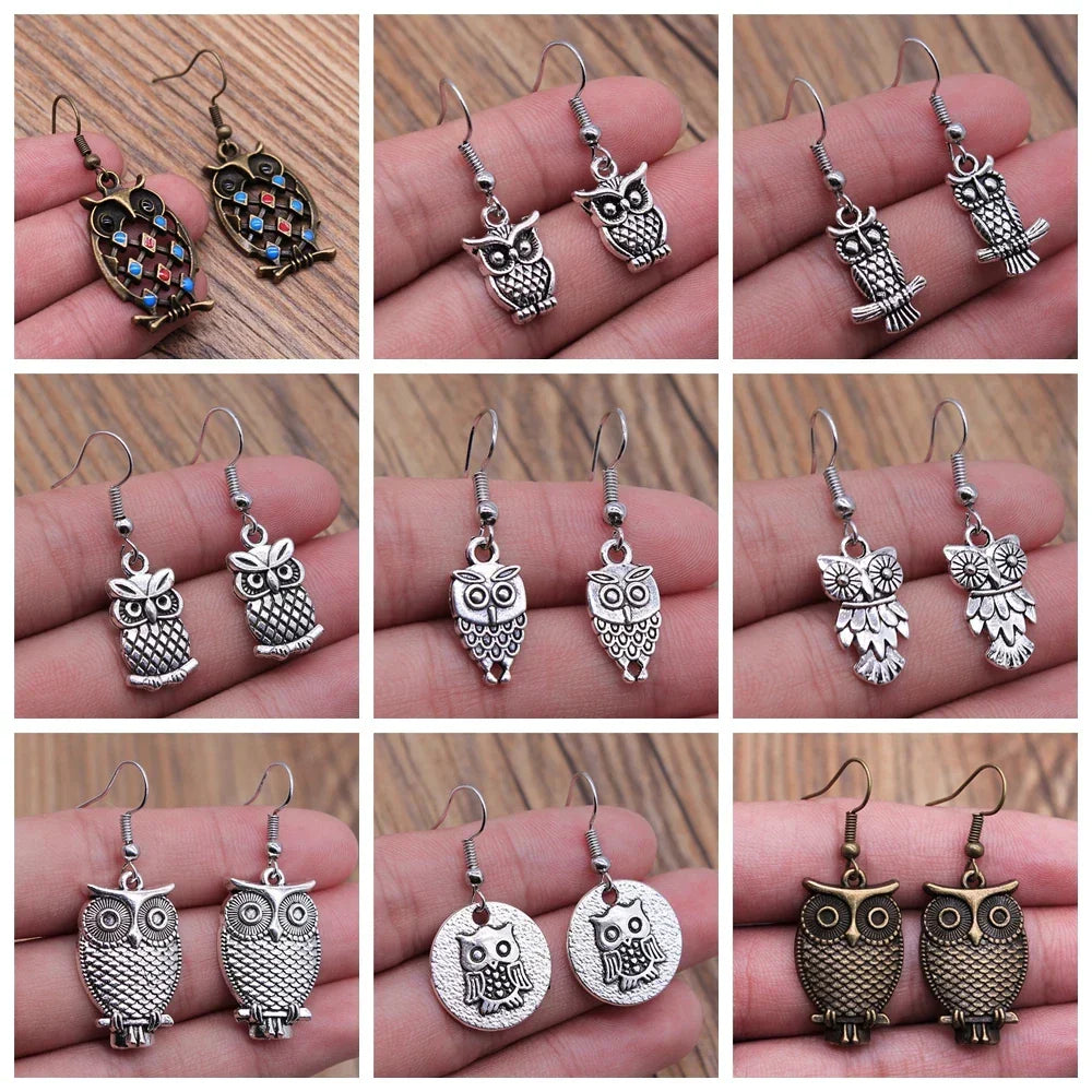 Vintage Bohemian Owl Dangle Earrings in Ten Styles