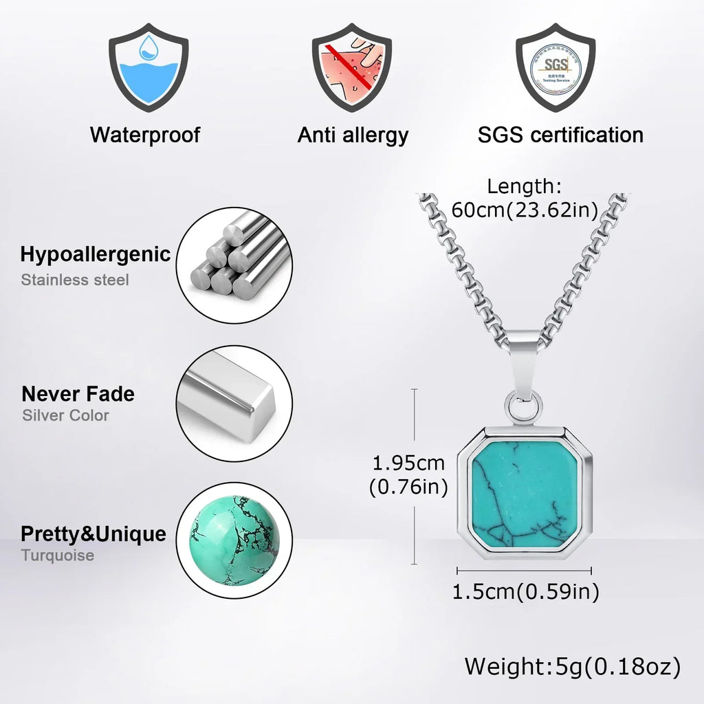 Kettingset met turquoise steenhanger