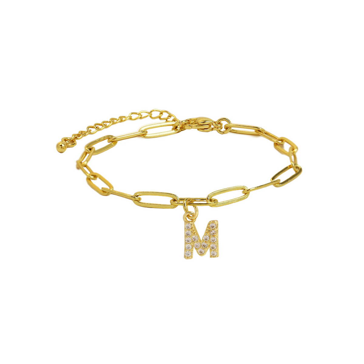 Dainty Paperclip Chain Initial Letter Bracelet