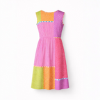 Jurk met patchworkprint, losse snit en lichte val
