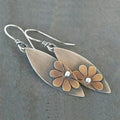 Vintage-Style Mixed-Metal Leaf Drop Earrings