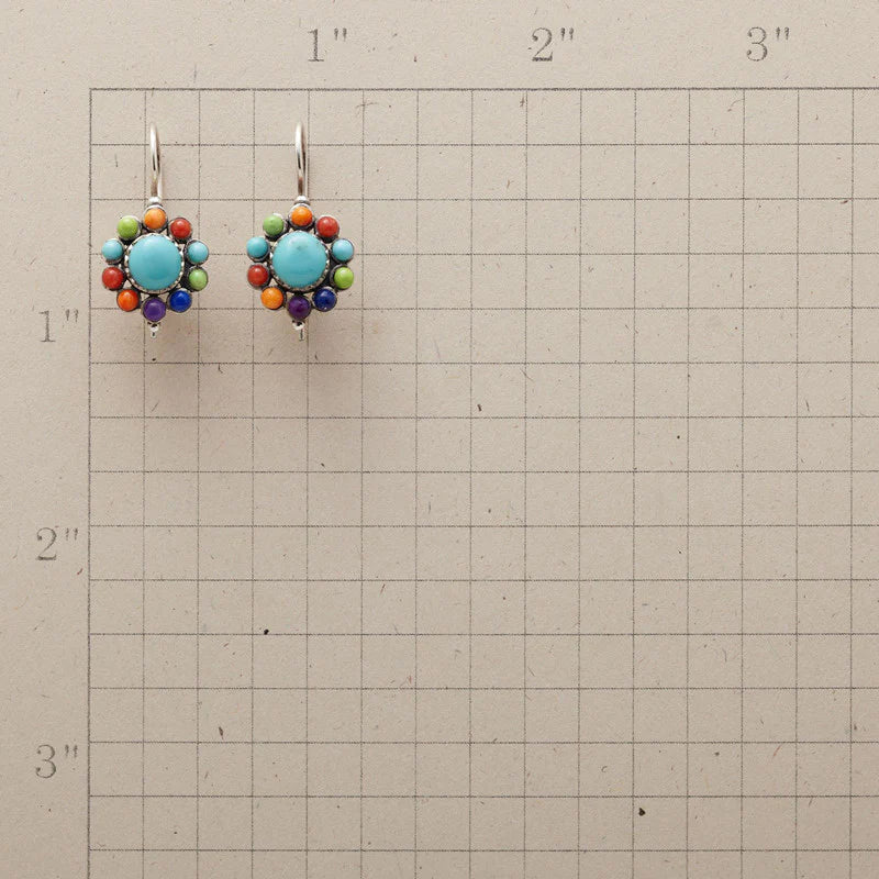Veelkleurige oorringen met turkooislook