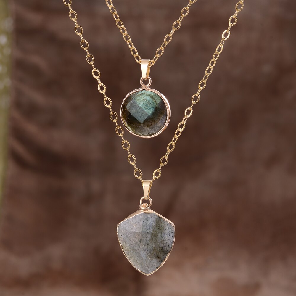 Labradorite Double Pendant Necklace
