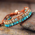 Tweelaagse bohemian wikkelarmband met jaspis