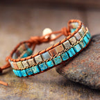 Tweelaagse bohemian wikkelarmband met jaspis