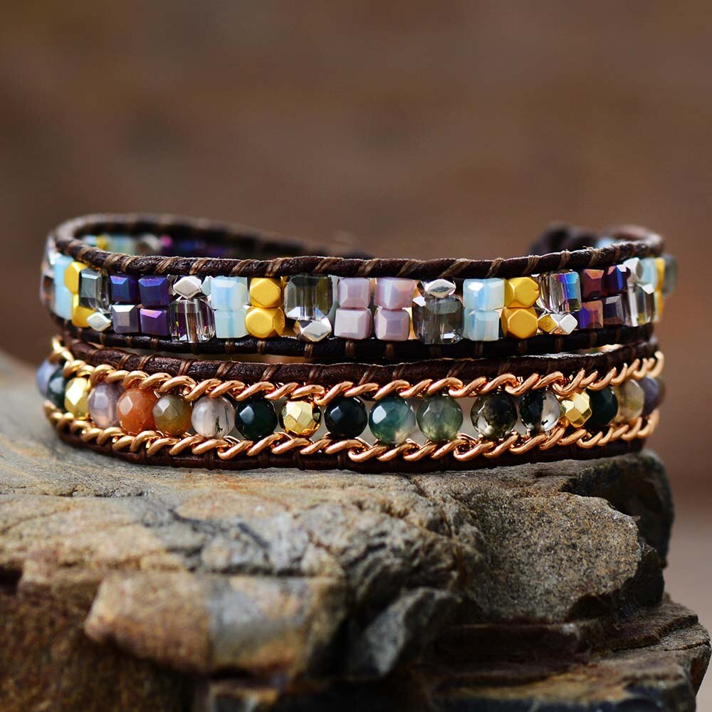 Two-Layer Black Onyx Wrap Bracelet