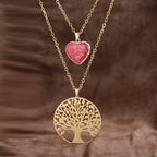 Jasper Heart and Tree of Life Necklace