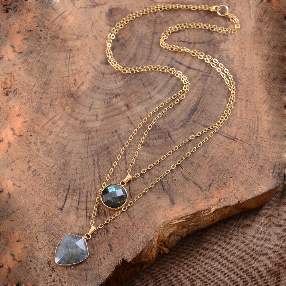 Labradorite Double Pendant Necklace