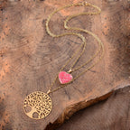 Jasper Heart and Tree of Life Necklace