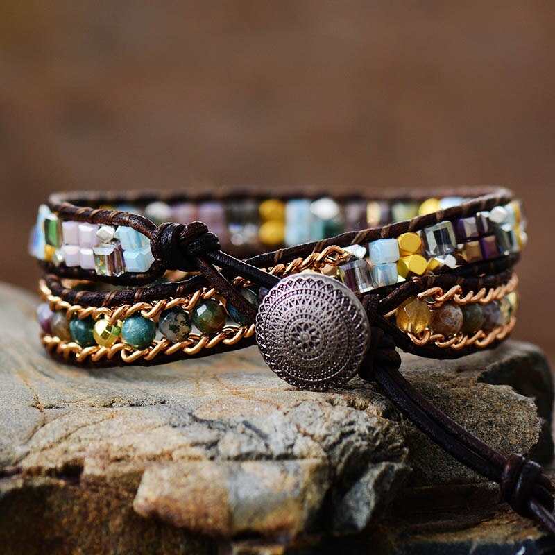 Two-Layer Black Onyx Wrap Bracelet