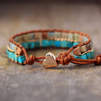 Tweelaagse bohemian wikkelarmband met jaspis