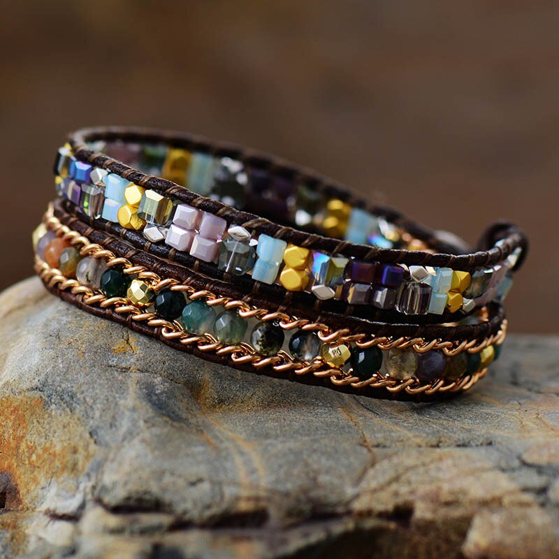 Two-Layer Black Onyx Wrap Bracelet