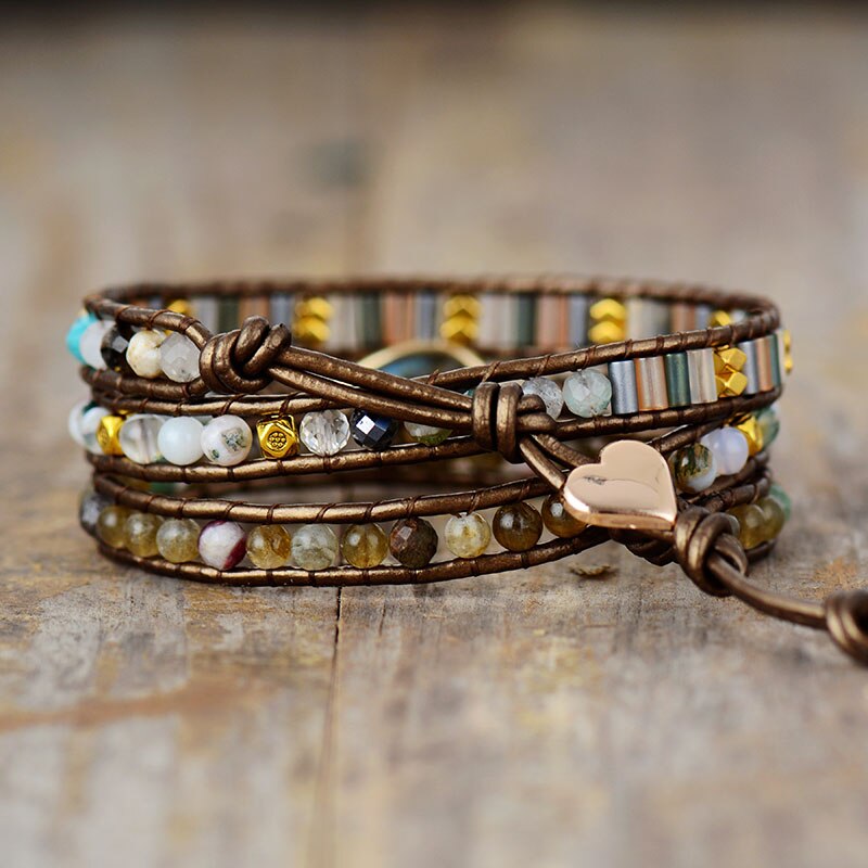 Labradorite Wrap Bracelet with Oval Stone