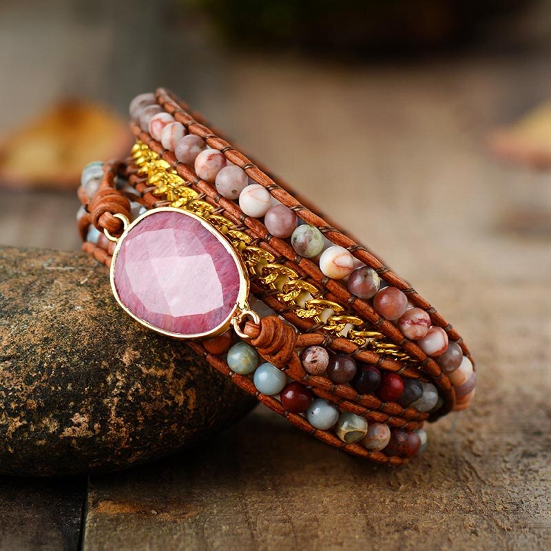 Five-Layer Rhodonite Wrap Bracelet