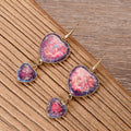 Double Heart Jasper Dangle Earrings
