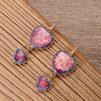 Double Heart Jasper Dangle Earrings
