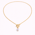Goudkleurige choker met één parelhanger