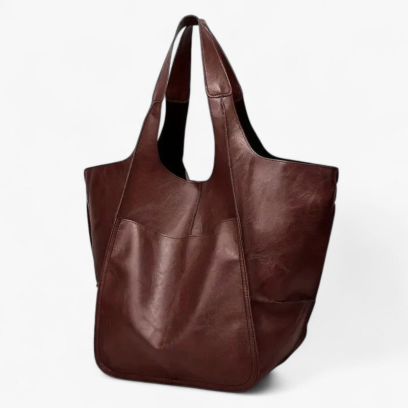 Large Structured Soft PU Leather Laptop Tote Bag