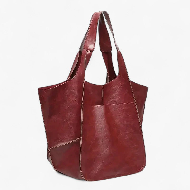 Large Structured Soft PU Leather Laptop Tote Bag