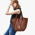 Large Structured Soft PU Leather Laptop Tote Bag